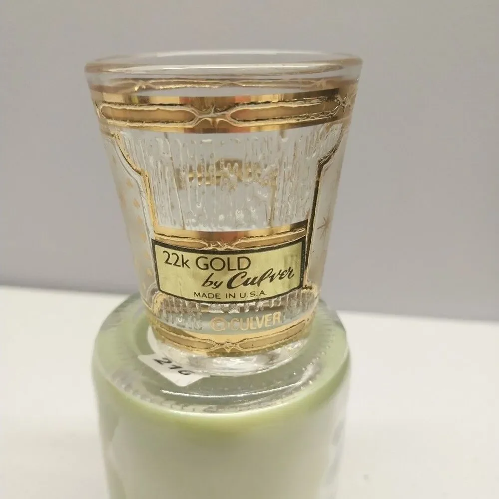 Vintage Culver Las Vegas Shot Glass 22k Gold Foil USA Textured Barware